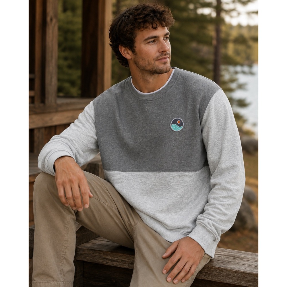 That Triathlon Life TTL Mens XL Gray Colorblock Cotton Crewneck Sweatshirt